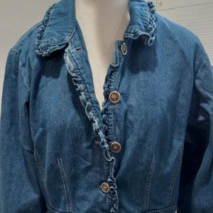 Villareal Women Denim Long Sleeve Shirt Size Medium Layering Jacket